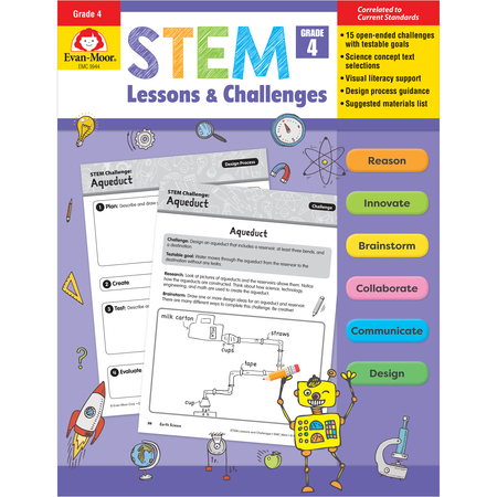 EVAN-MOOR EDUCATIONAL PUBLISHERS STEM Lessons + Challenges, Teachers Edition, Grade 4 9944